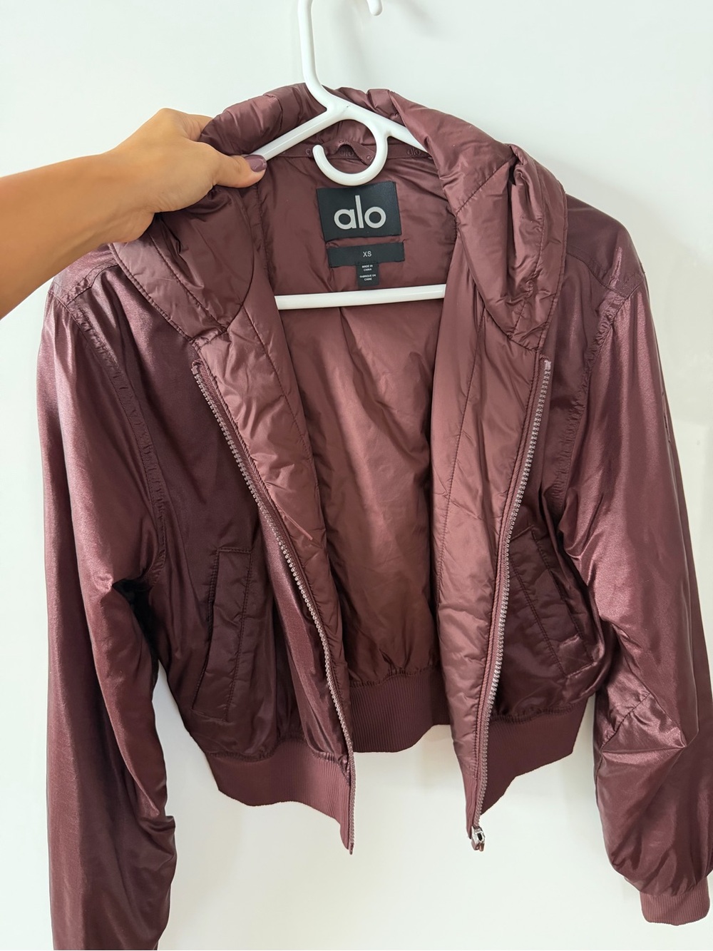 ALO Yoga Ripstop Cropped Cosmo Zip up Hoodie